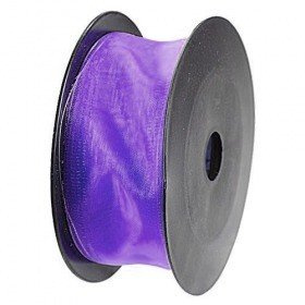 Chiffon ribbon with wire, width 4 cm, length 10m (violet)