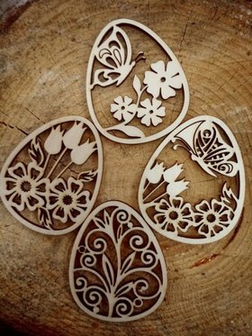 Wooden Easter eggs wz. 2. Christmas spring pendants 80 mm / 4 pcs.