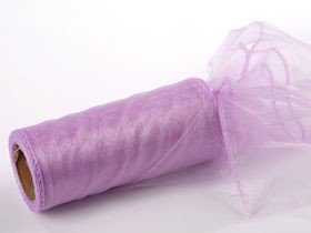 Organza wstążka obszywana, tiul na rolce obszywany 12 cm dł. 9m  jasny fiolet